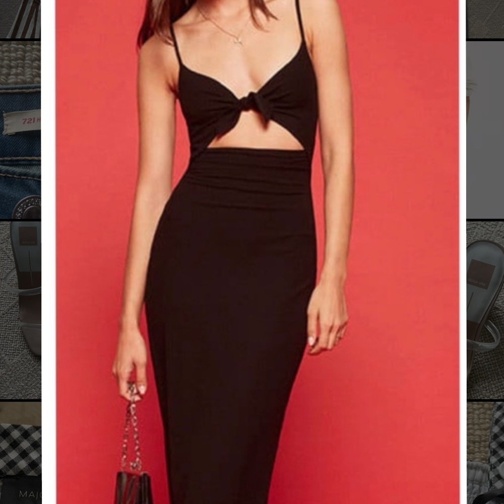 Reformation Fitted Midi dress with front tie